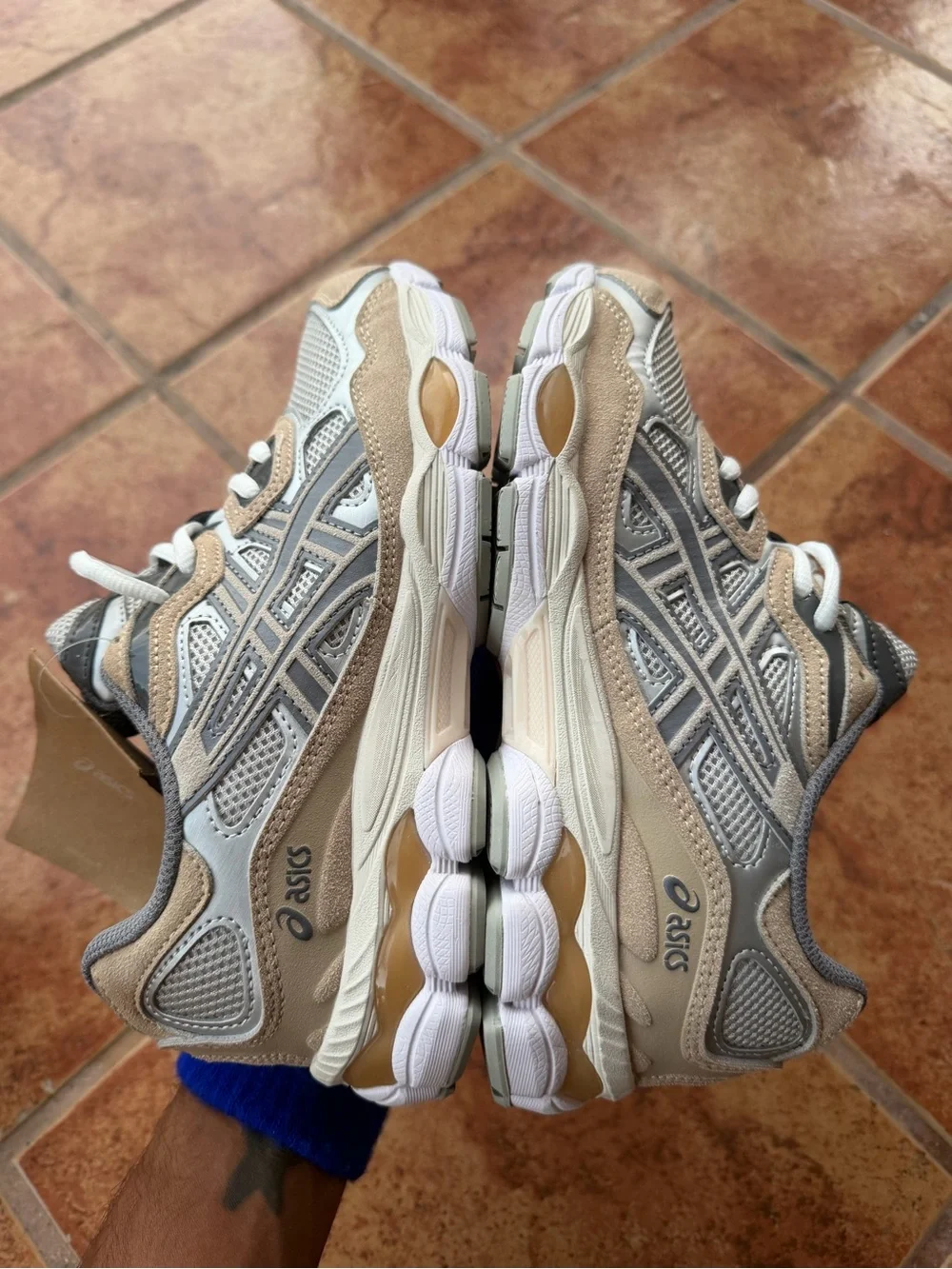 Asics Beige Gray White Men's Running Sneakers